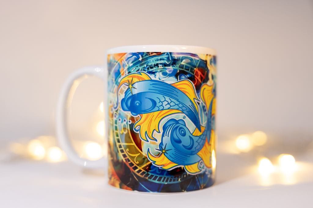 Classic double-sided mug with the horoscope sign "Pisces"