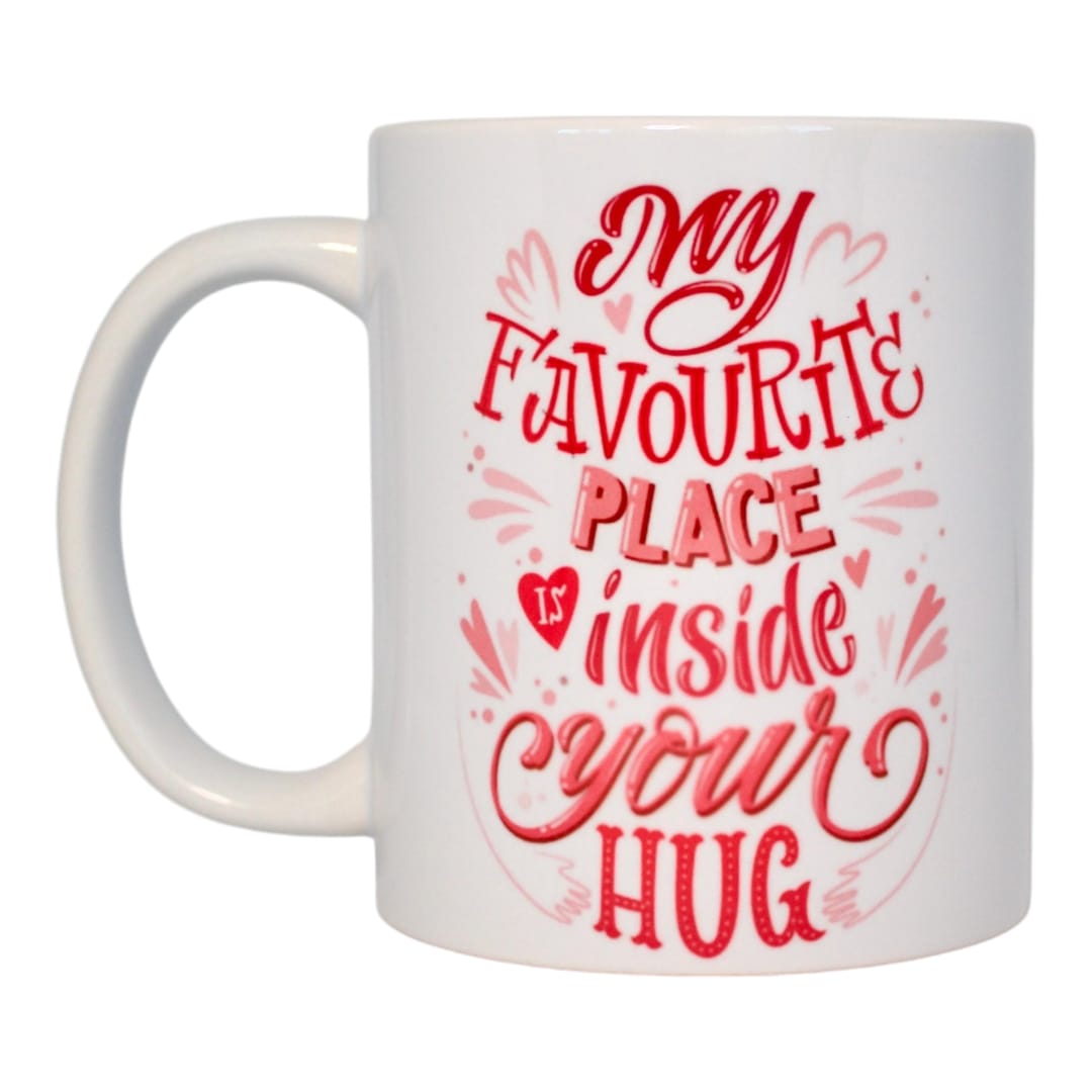 Classic double-sided mug "My favorite place is in your arms"