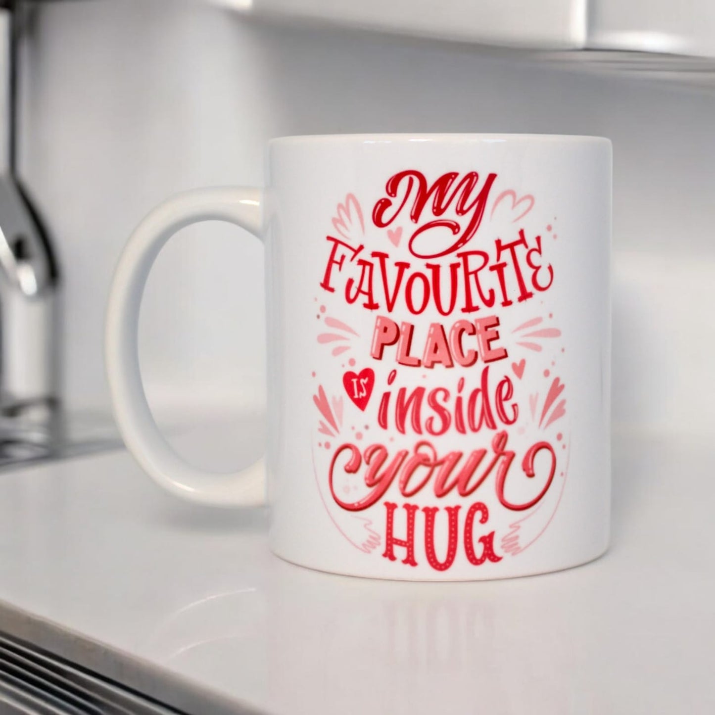Classic double-sided mug "My favorite place is in your arms"