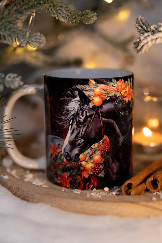 Classic double-sided mug "Horse with flowers in mane"