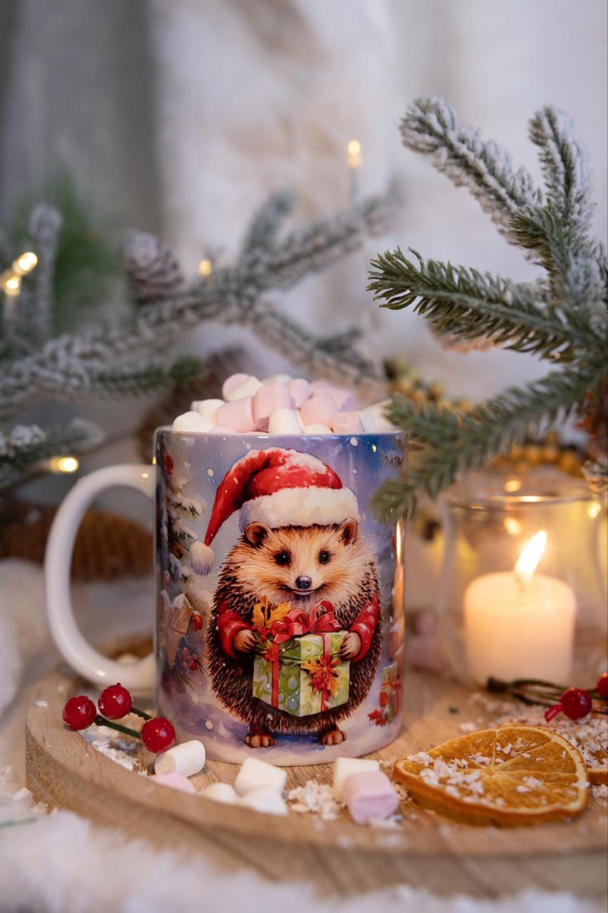 Classic double-sided mug, "Christmas Hedgehog".