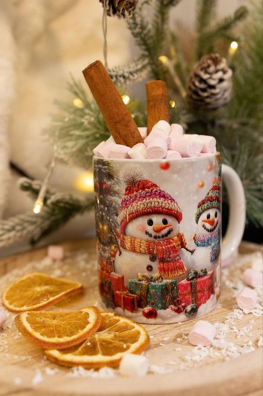 Classic double-sided mug "Snow long ago and gifts".