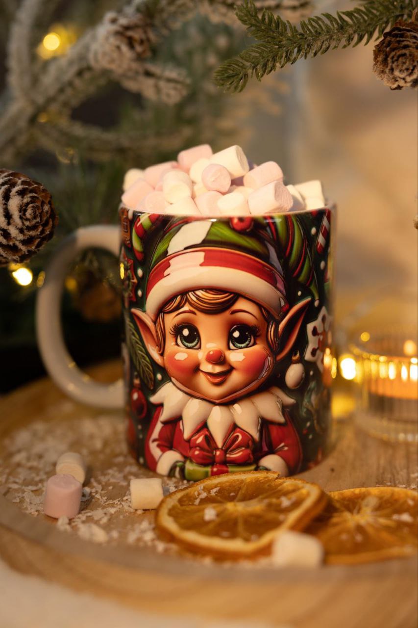 Classic double-sided mug, Mischievous Elf.